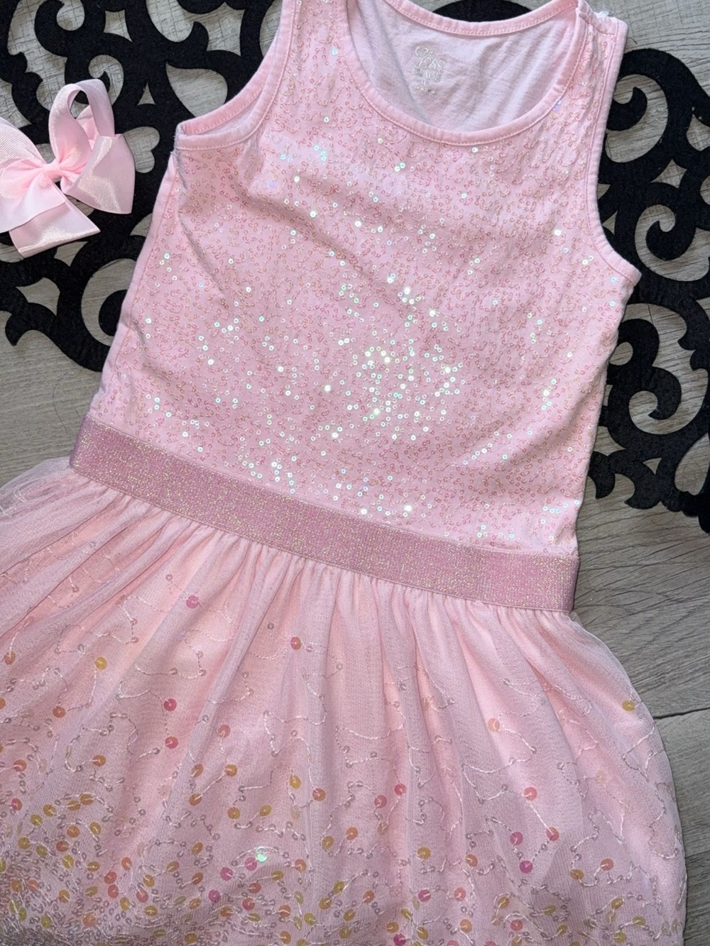 Place Pink Sequin Tulle Dance Dress